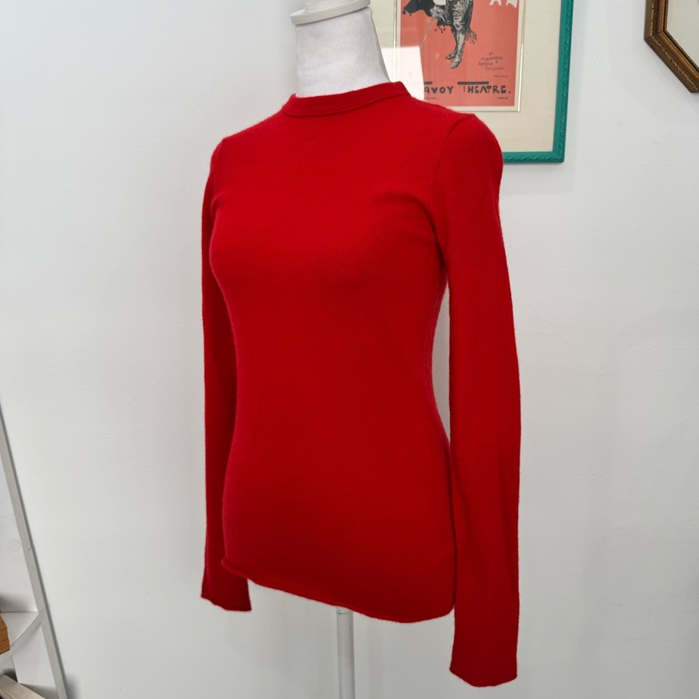 J.Crew 100% Cashmere Red Mock Neck Sweater | Italian Yarn | Size S - Picture 2 of 5